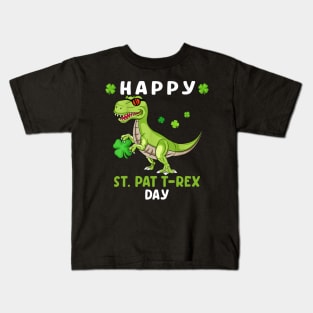 Happy St Patricks day boys kids Toddler dinosaur trex lucky Kids T-Shirt